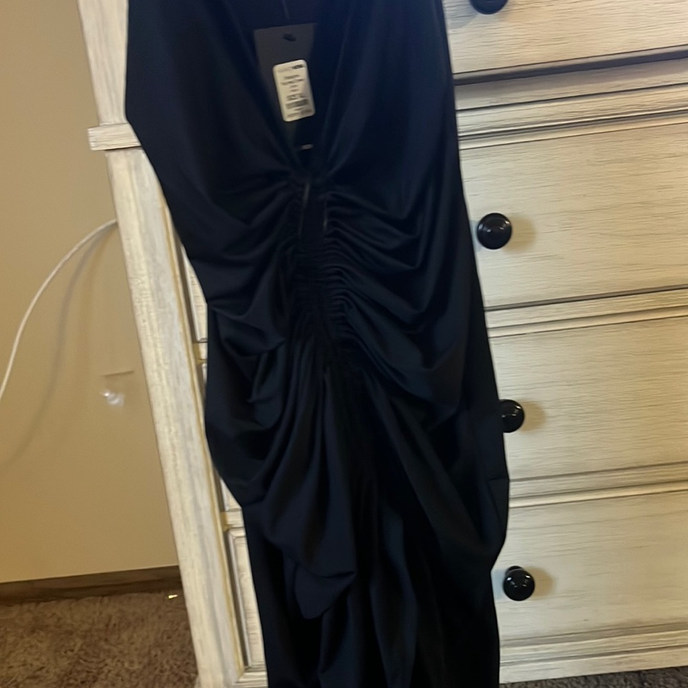 black synched dress